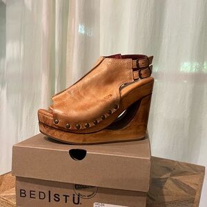 BED|STU Women's Tan Wedge Sandals Imelda-Sand Rustic